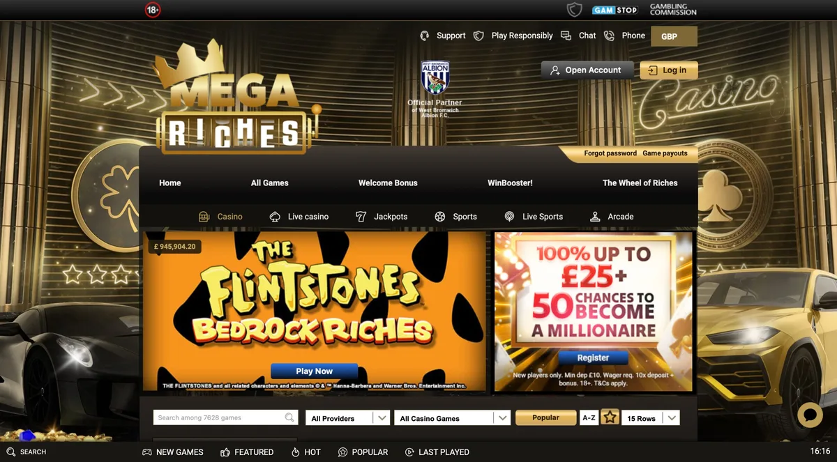 Mega Riches games lobby screenshot
