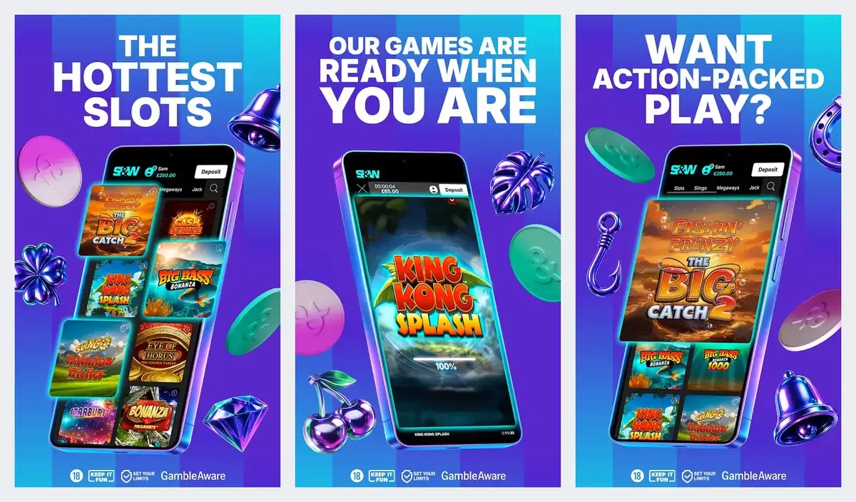 Spin and Win app screenshots from its app store listing: slots